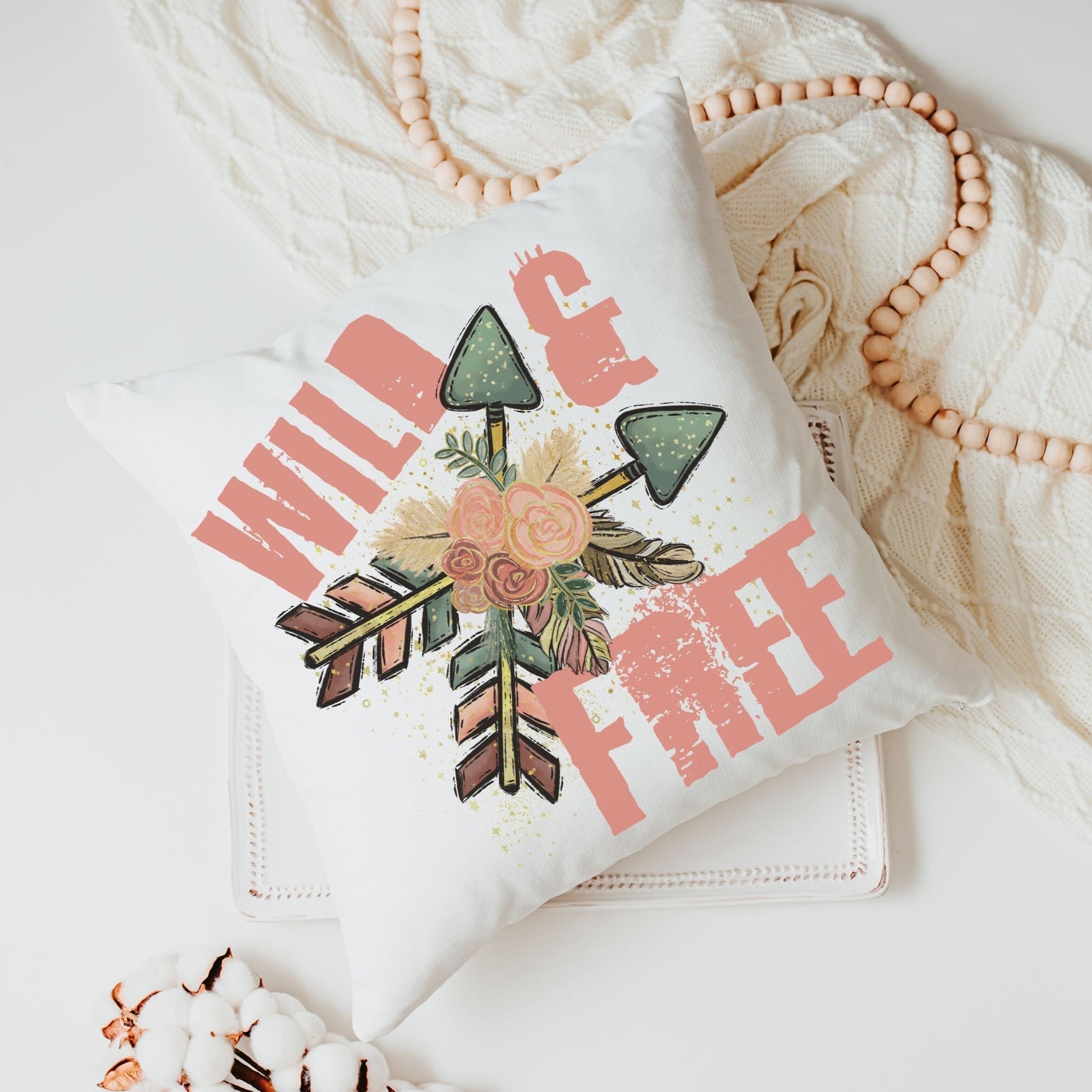 Wild and Free Boho Throw Pillow