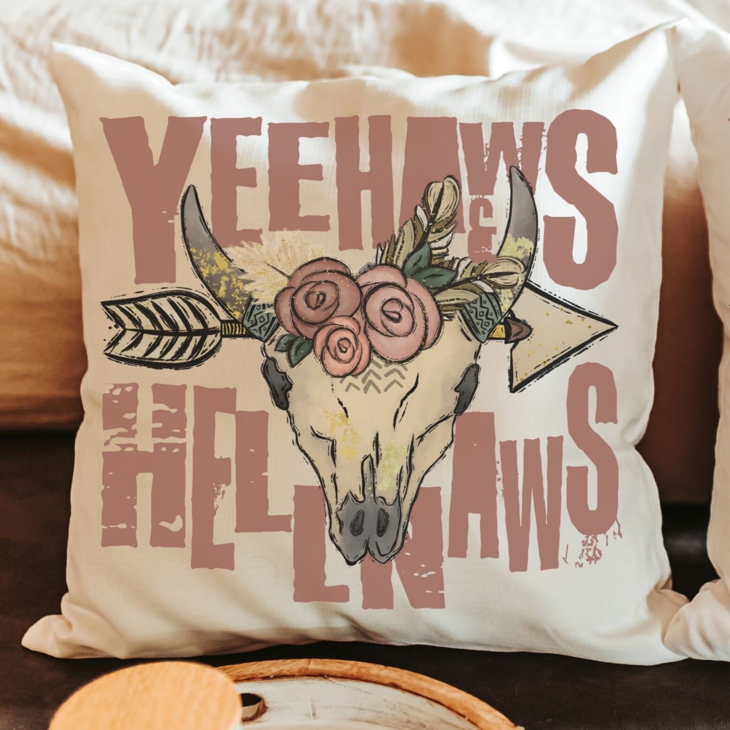 Yeehaws and Hellnaws BOHO Throw Pillow
