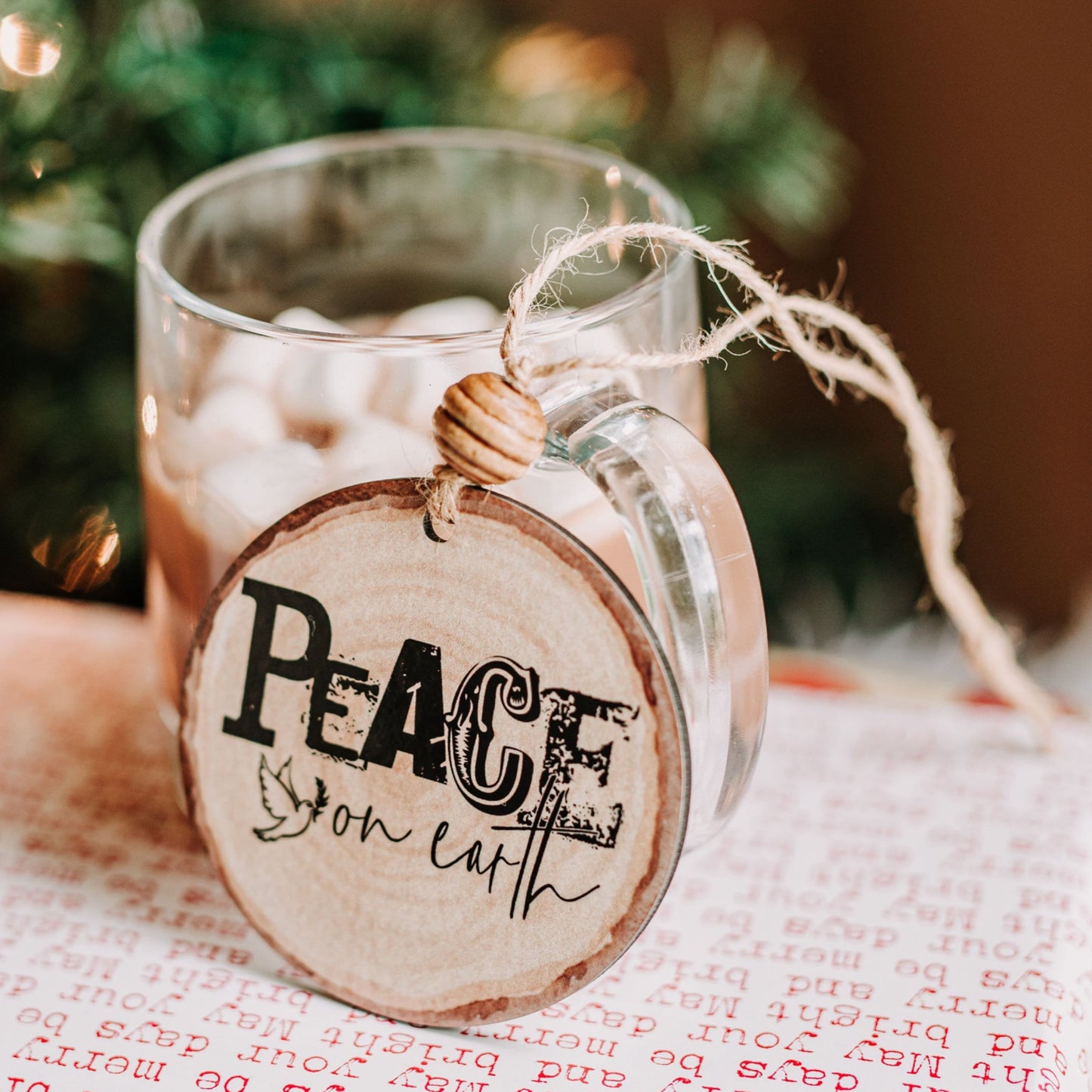 Peace on earth Christmas ornaments