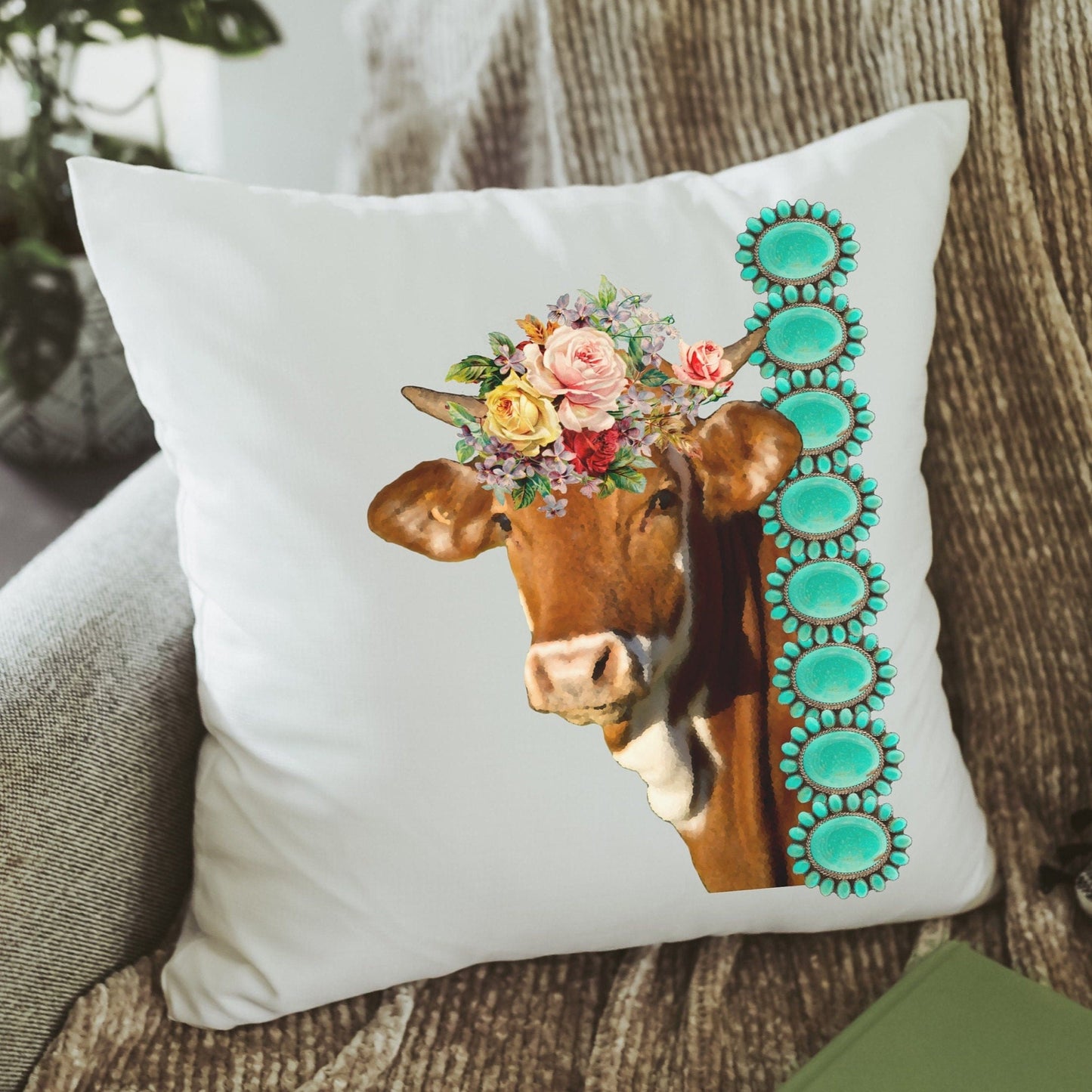 Cow Kitchen Towel and Pillow Gift Set