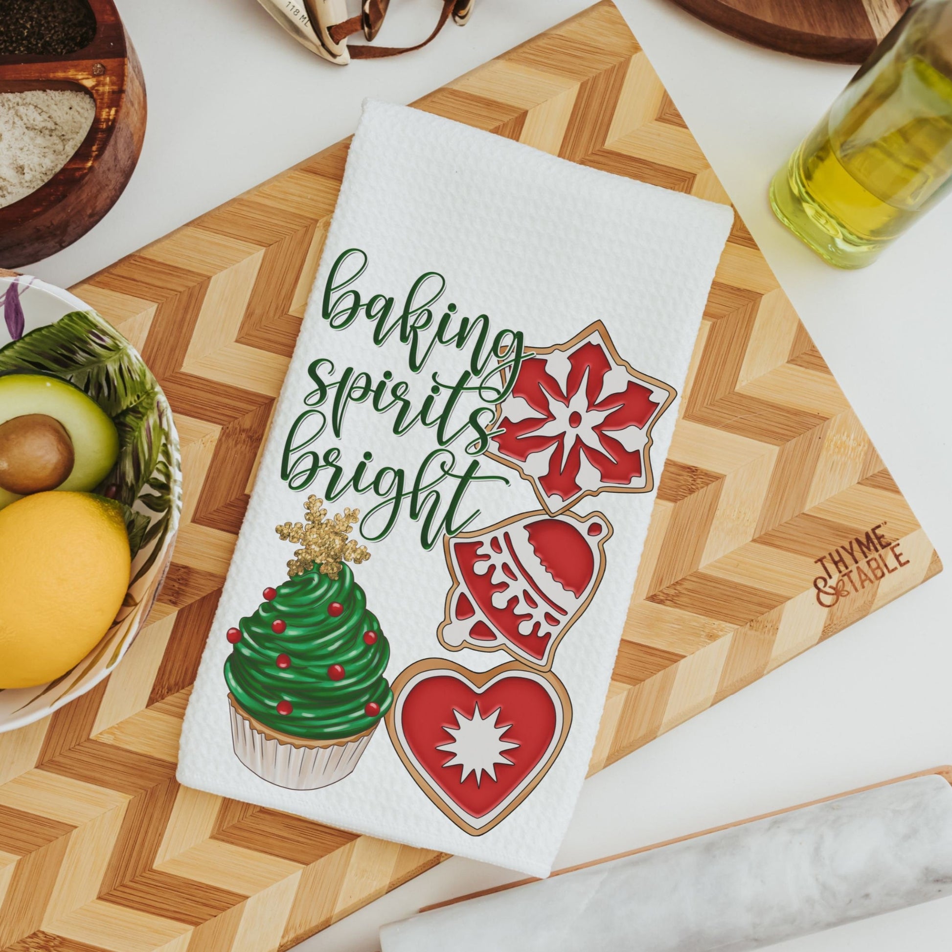 Baking spirits bright kitchen towel