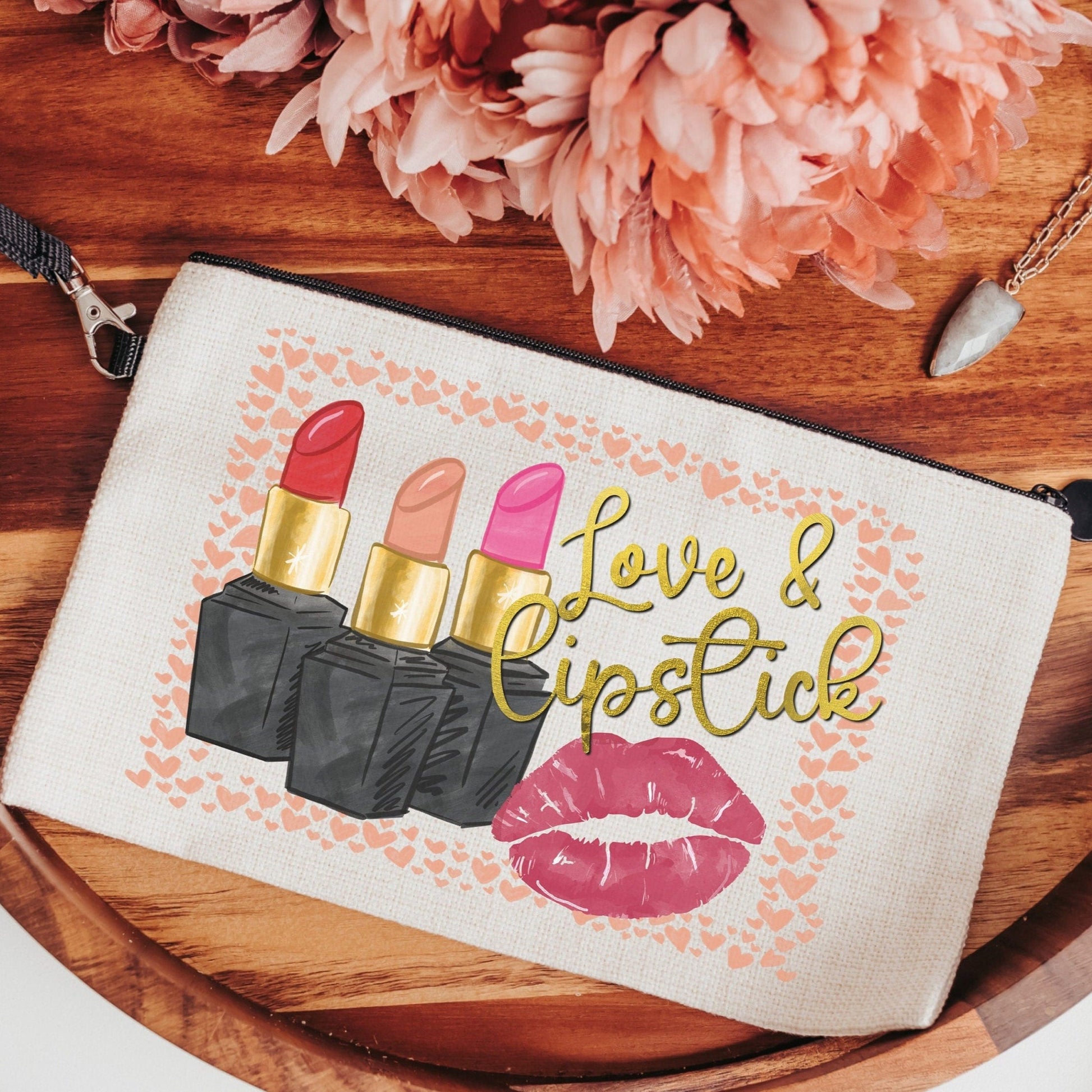 Christmas Gift for Teen Girls - Love and Lipstick Cosmetic Bag
