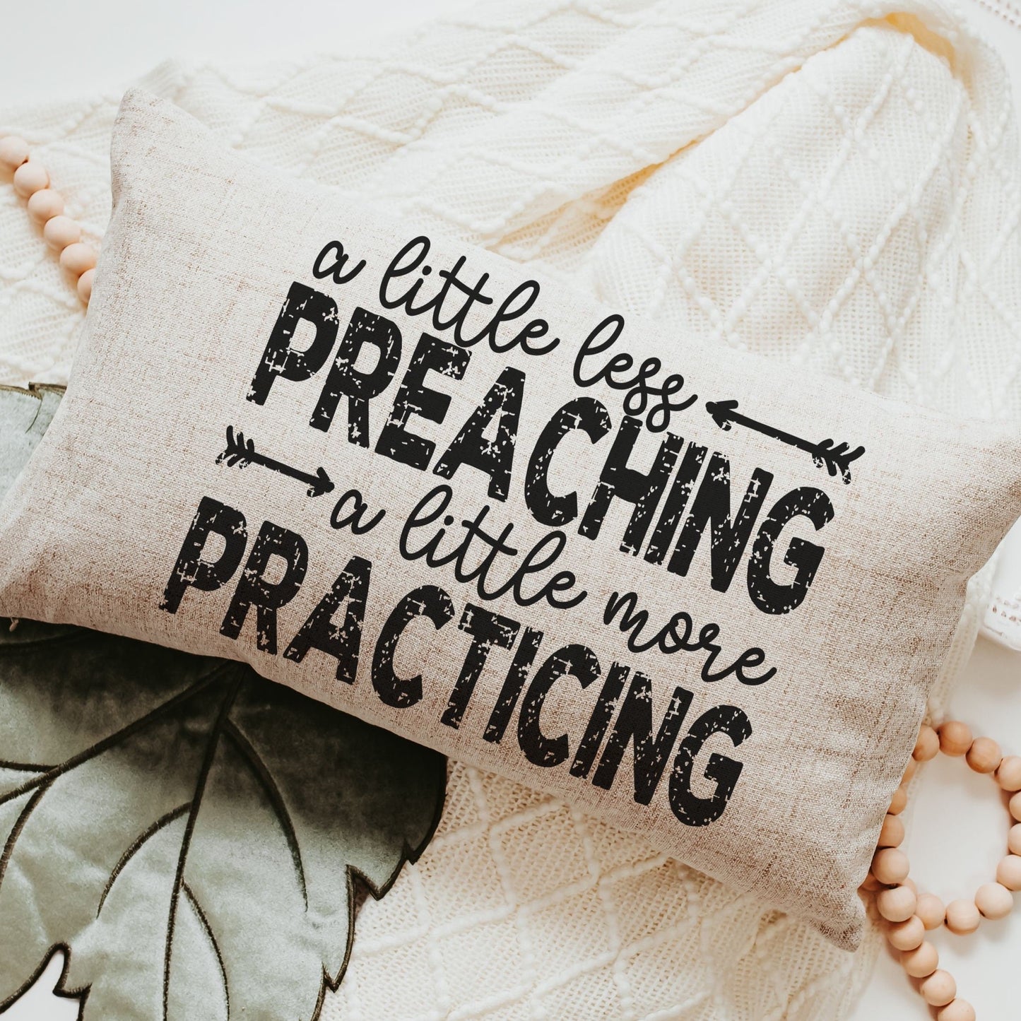 A Little Less Preaching Christian Lumbar Pillow