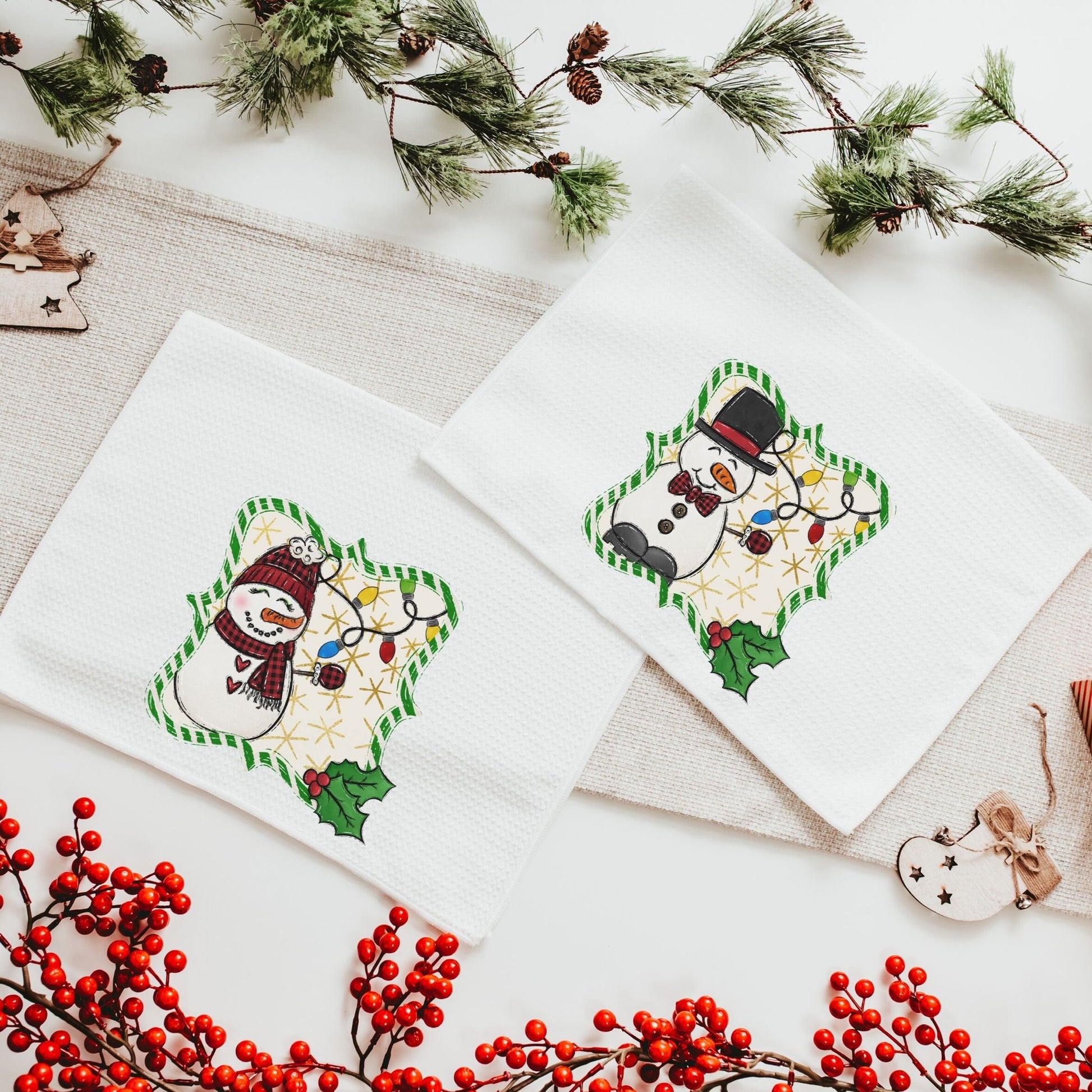 Christmas Snowman His and Hers Towels
