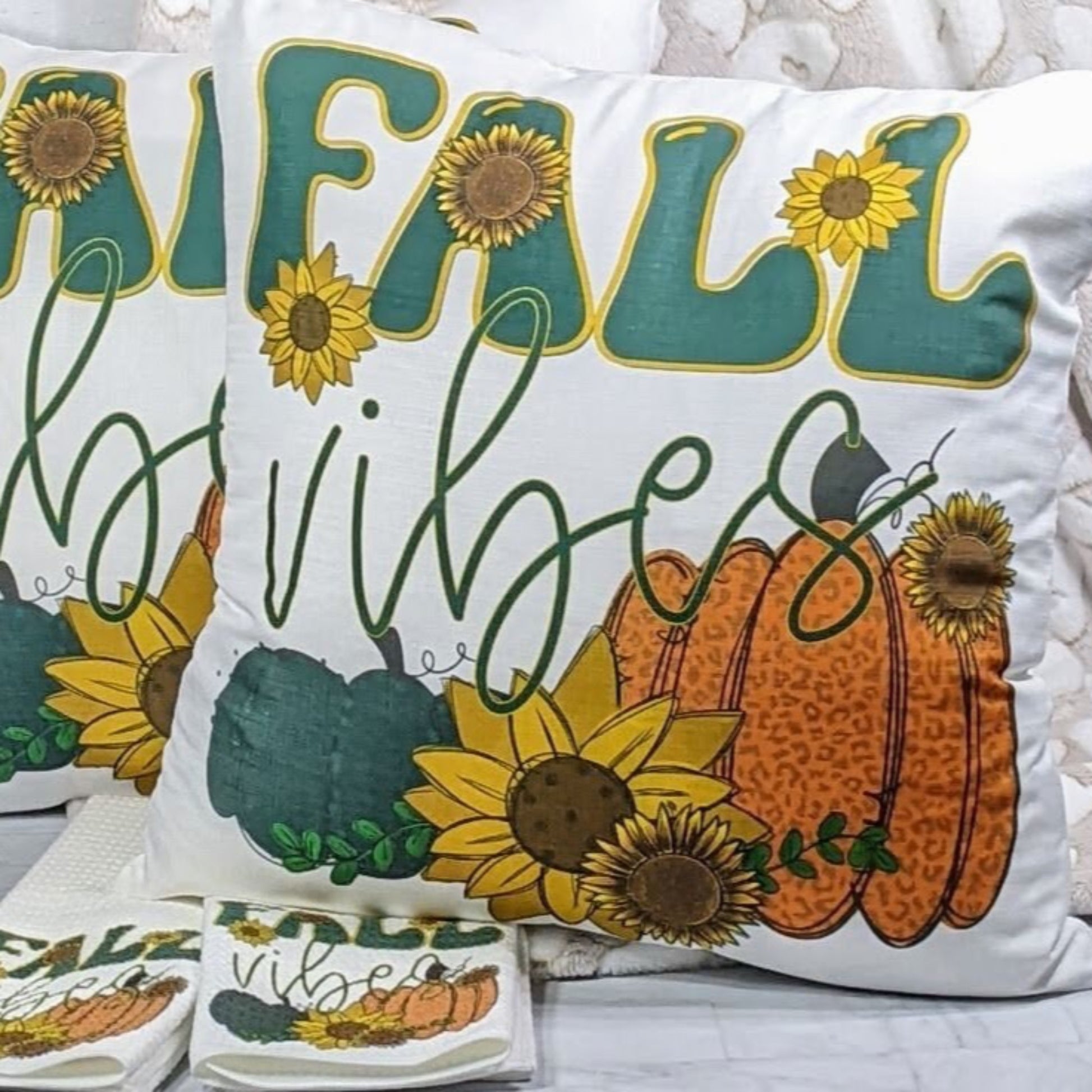 Fall Vibes Throw Pillow and Towel Gift Set