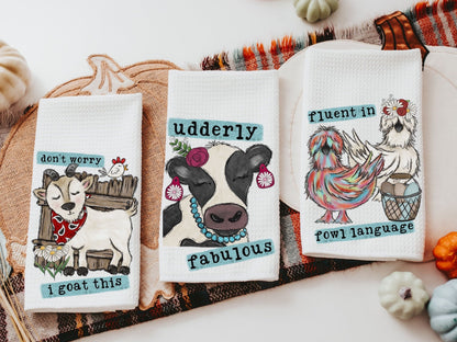 Expressive Farm Animal Towels
