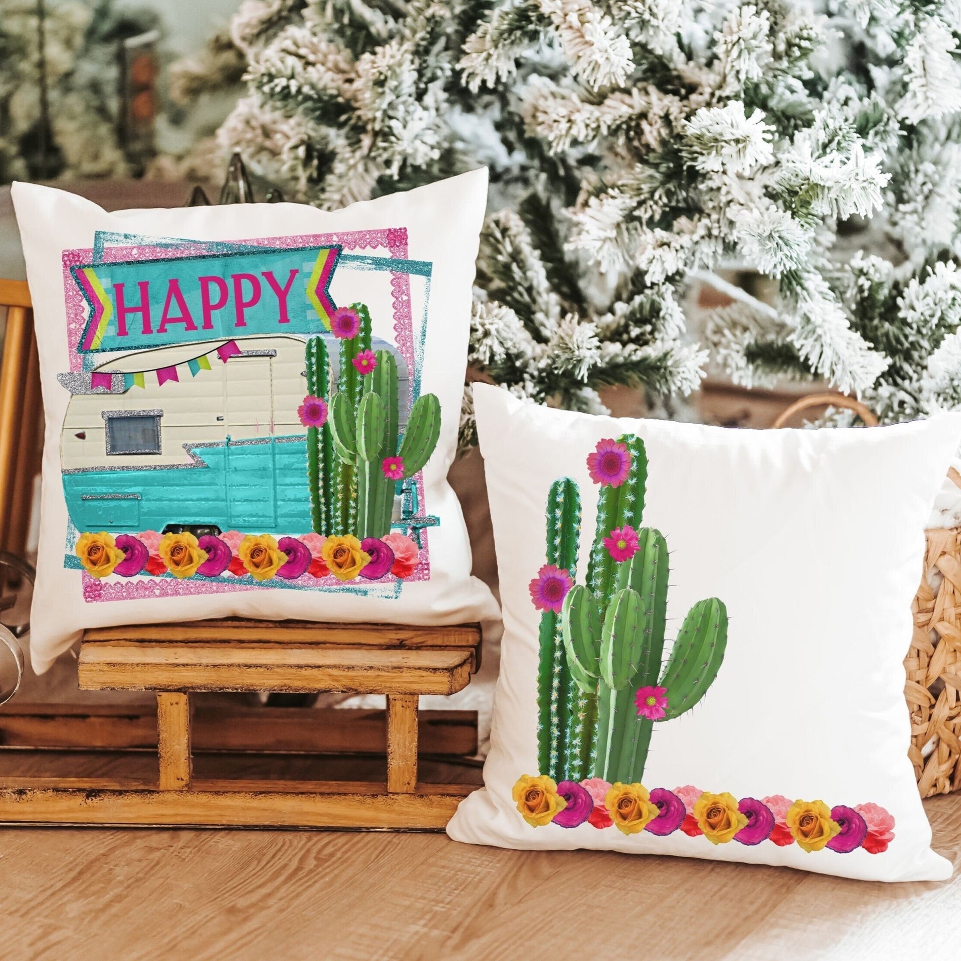 Happy Camper Throw Pillow
