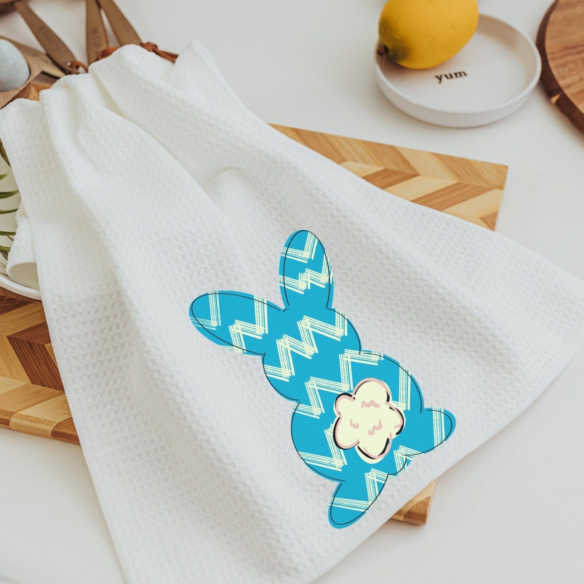 Blue and Pink Bunny Kitchen Towels