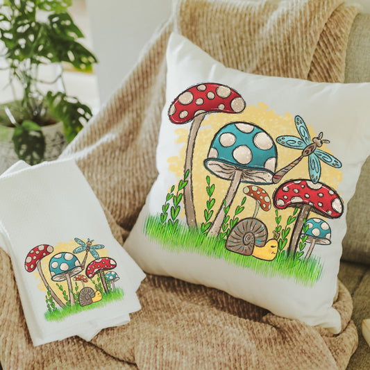 Mushroom Pillow and Towel Gift Set