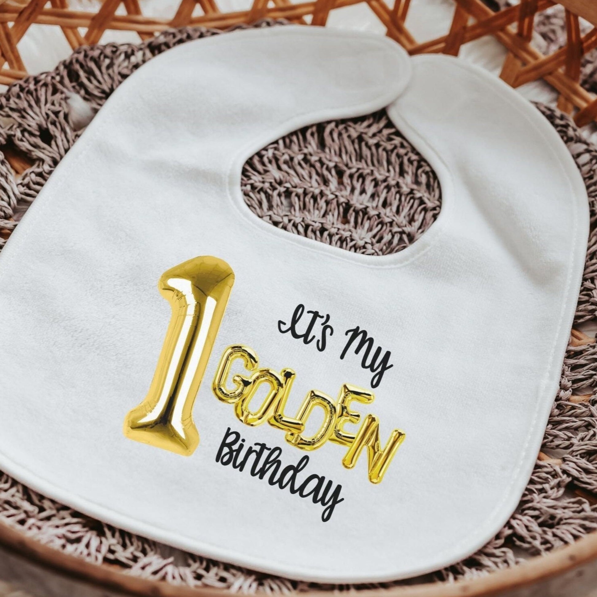 Golden birthday baby bib