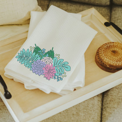 Succulent Pillow and Towel Gift Set