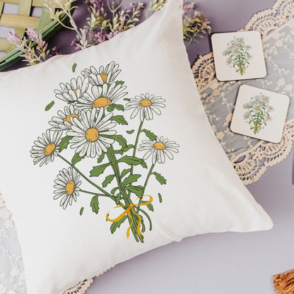Daisy Throw Pillow, Towel, and Coaster Gift Set