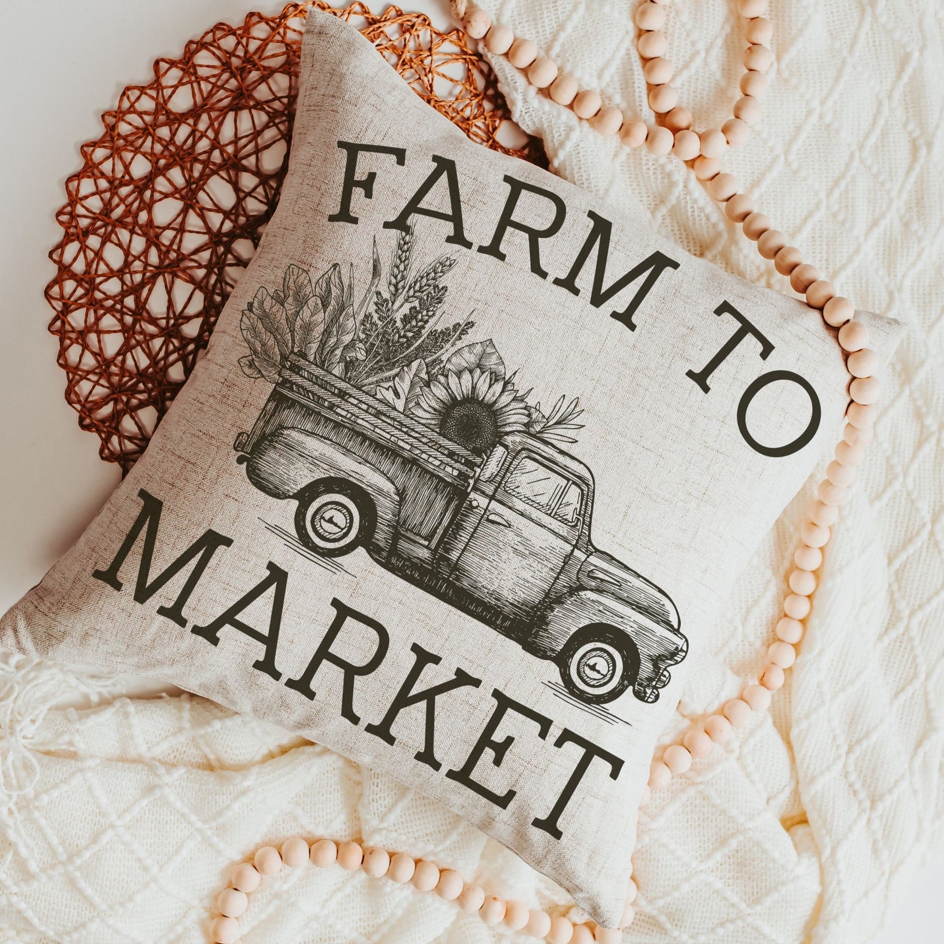 Farm To Market Throw Pillow