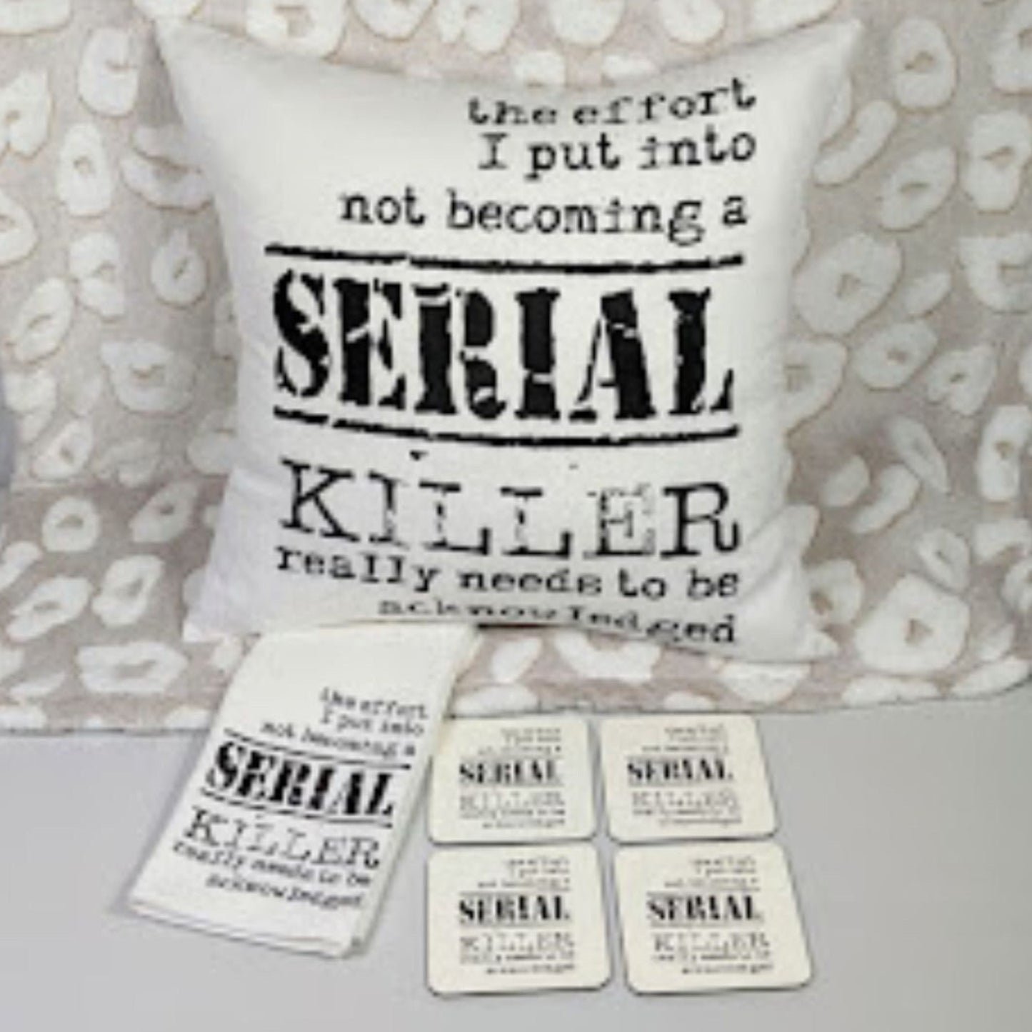 Detective Book True Crime Pillow, Towels and Coasters Gift Set