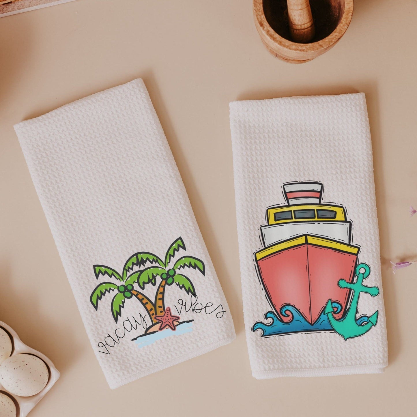 Vacay vibes kitchen towels