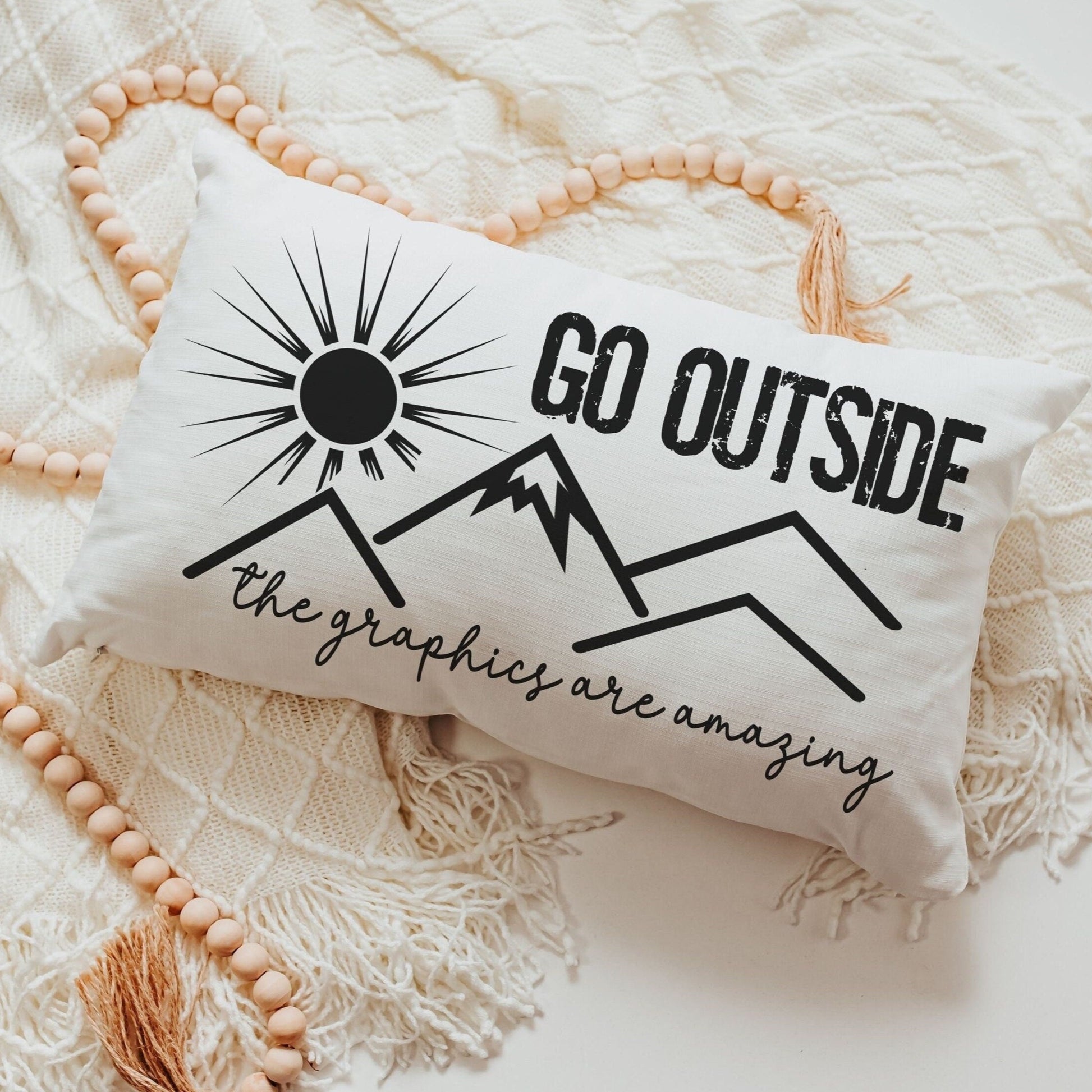 Go Outside The Graphics Are Amazing Lumbar Pillow