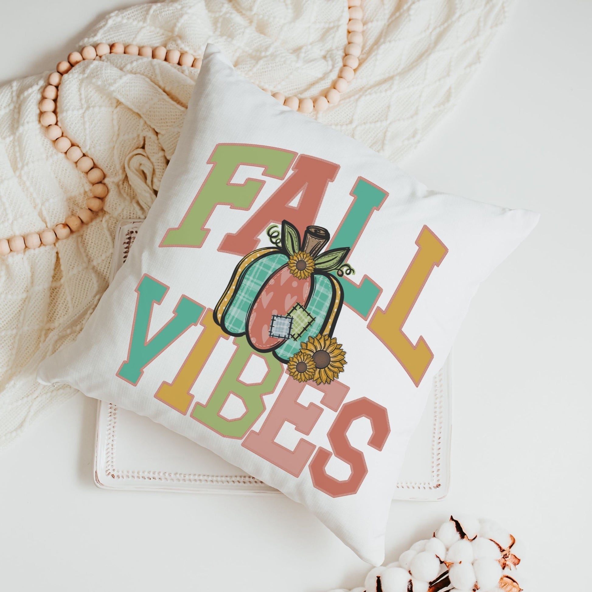 Fall Vibes Throw Pillow and Kitchen Towel Gift Set