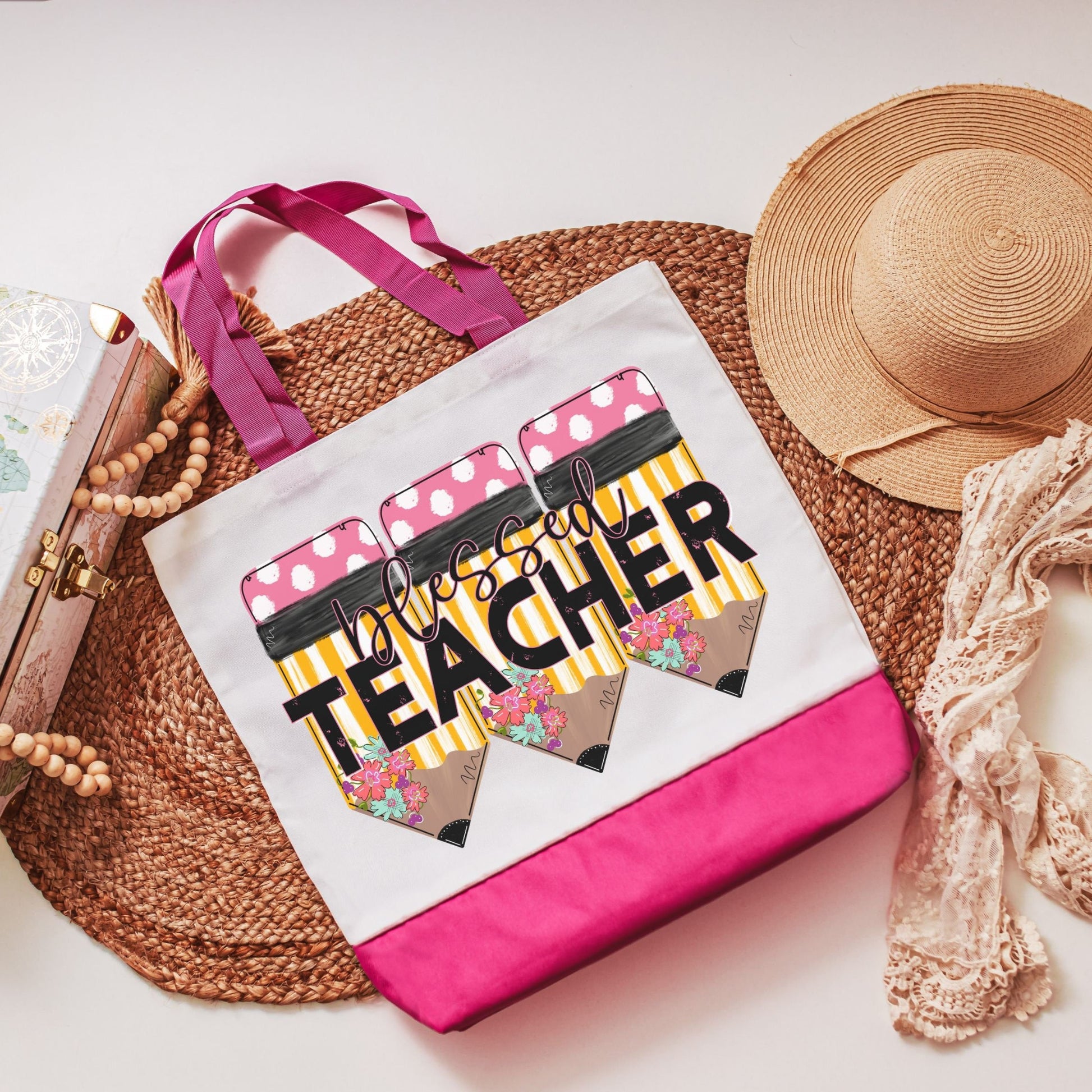 Blessed teacher tote bag - Pink