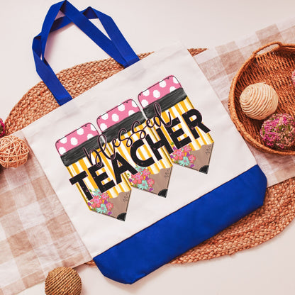 Blessed teacher tote bag - Blue
