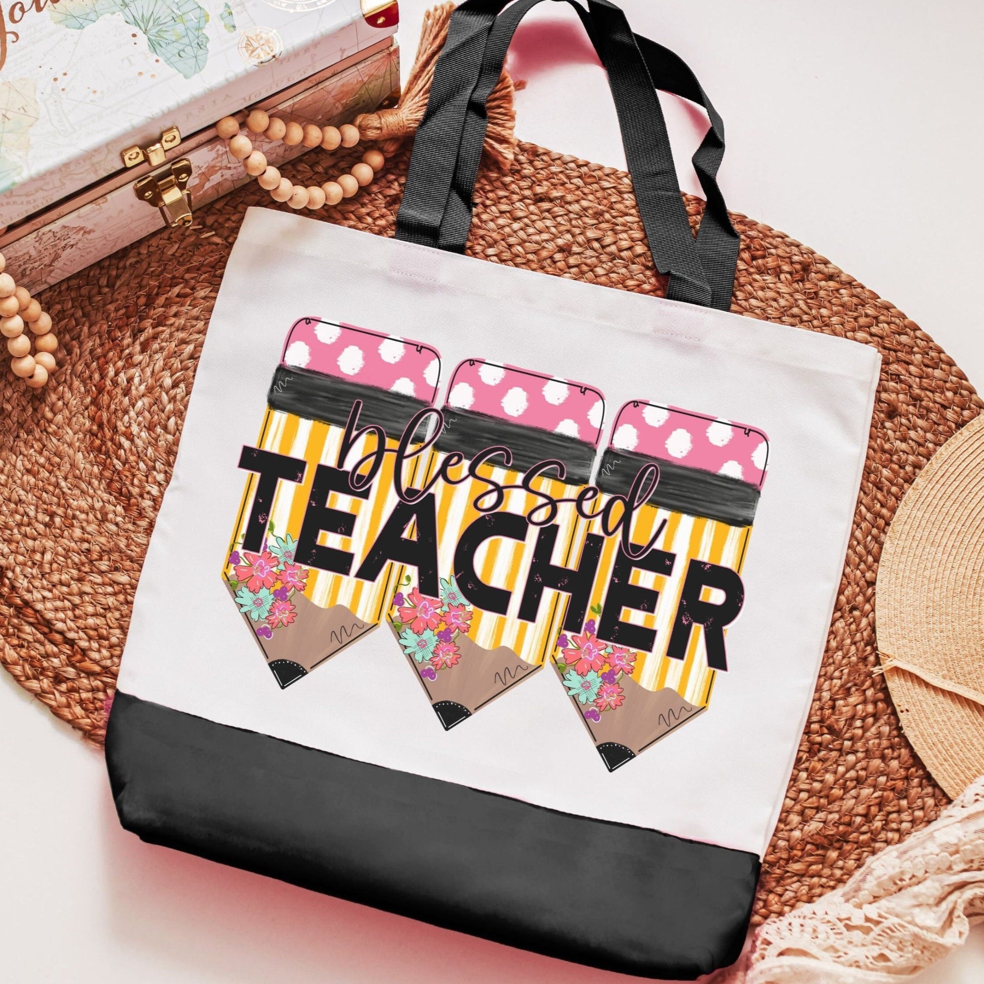 Blessed Teacher Tote Bag - Black