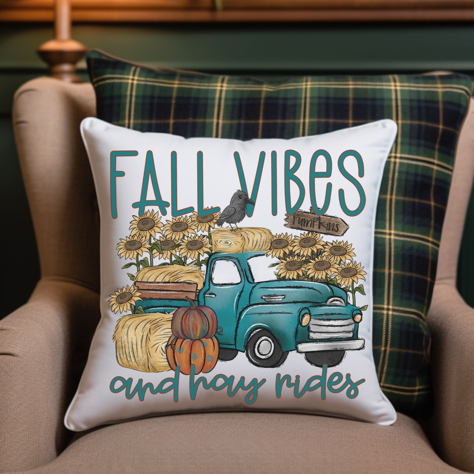 Fall Vibes & Hayrides Throw Pillow