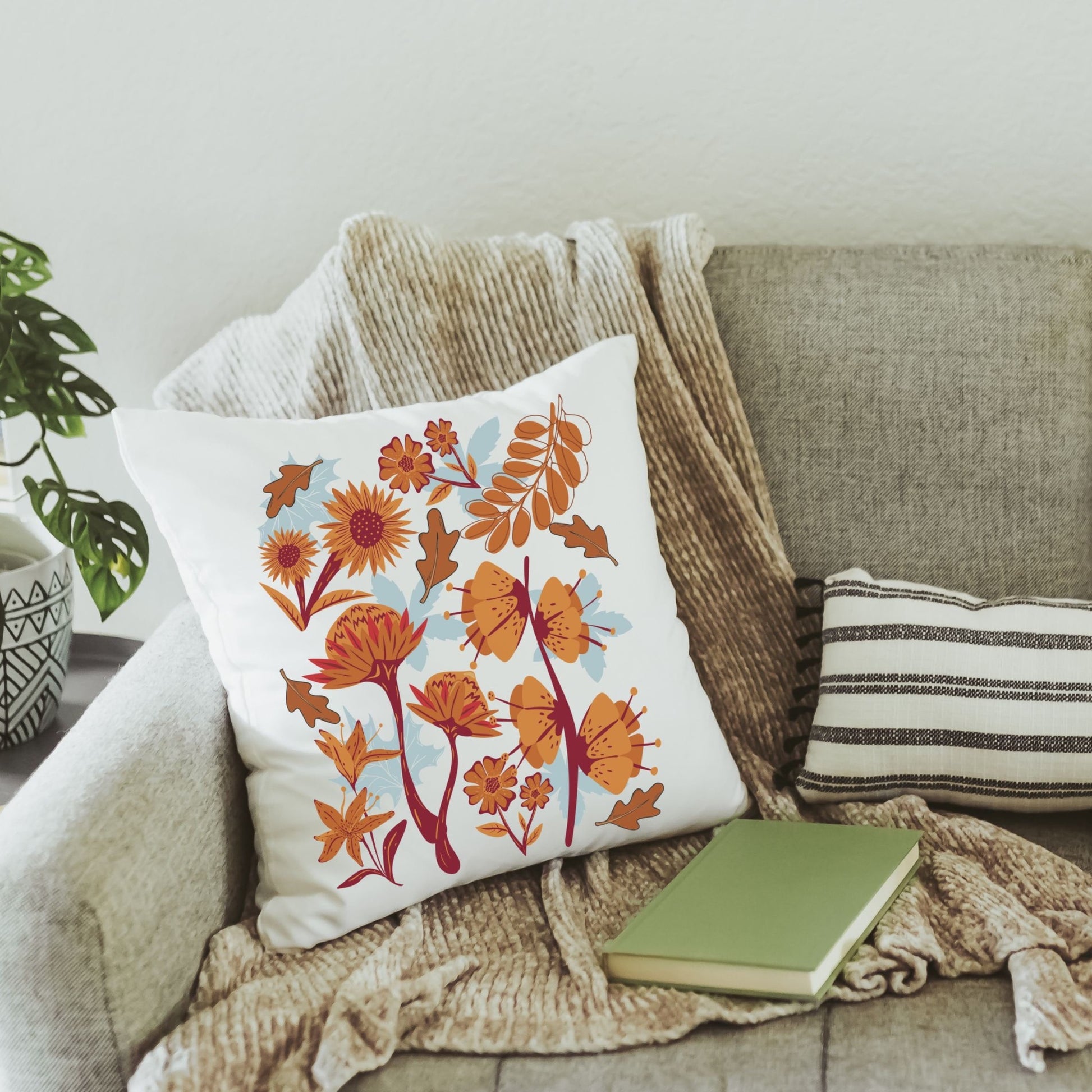 Fall Leaves Throw Pillow & Towel Gift Set
