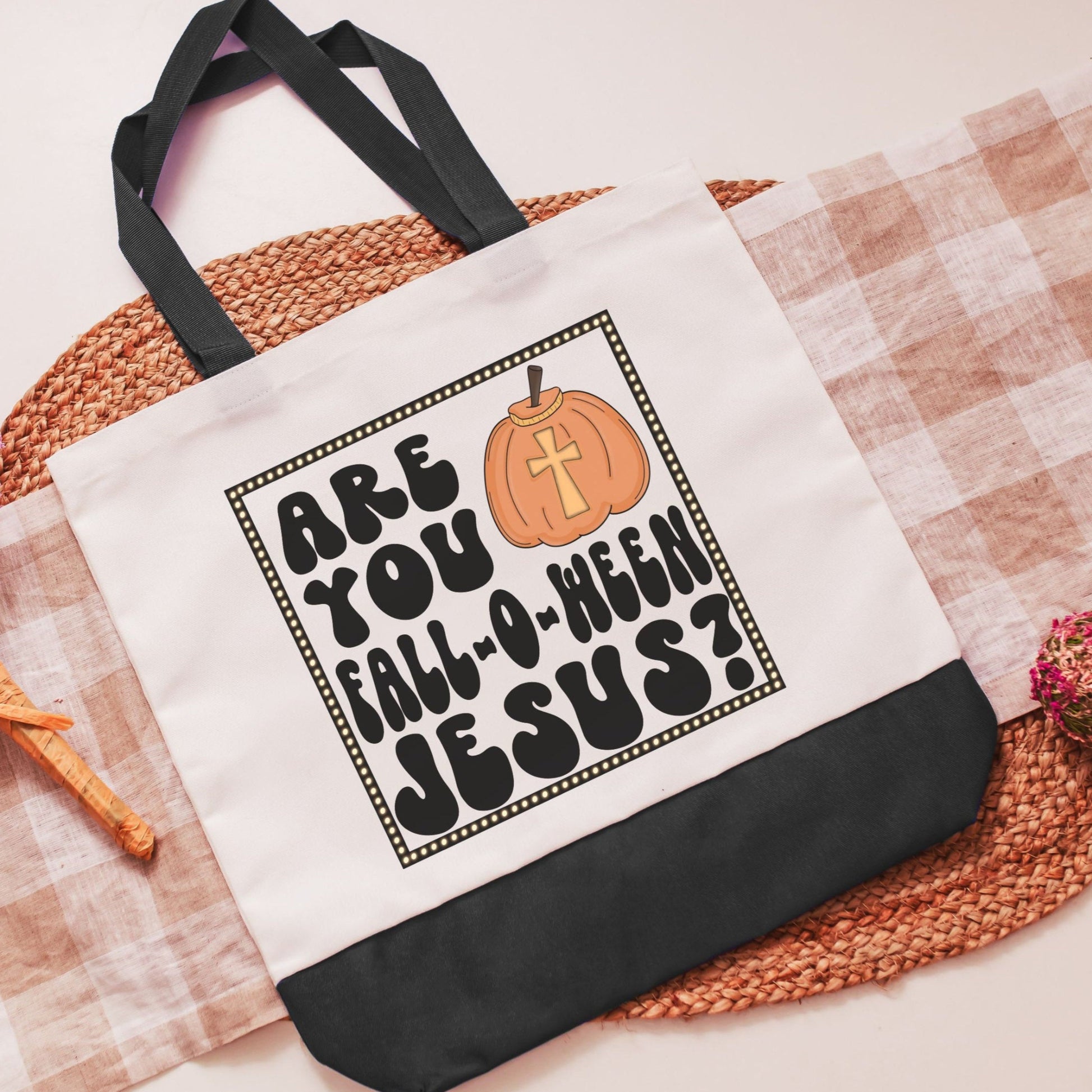 Falloween Jesus Tote Bag