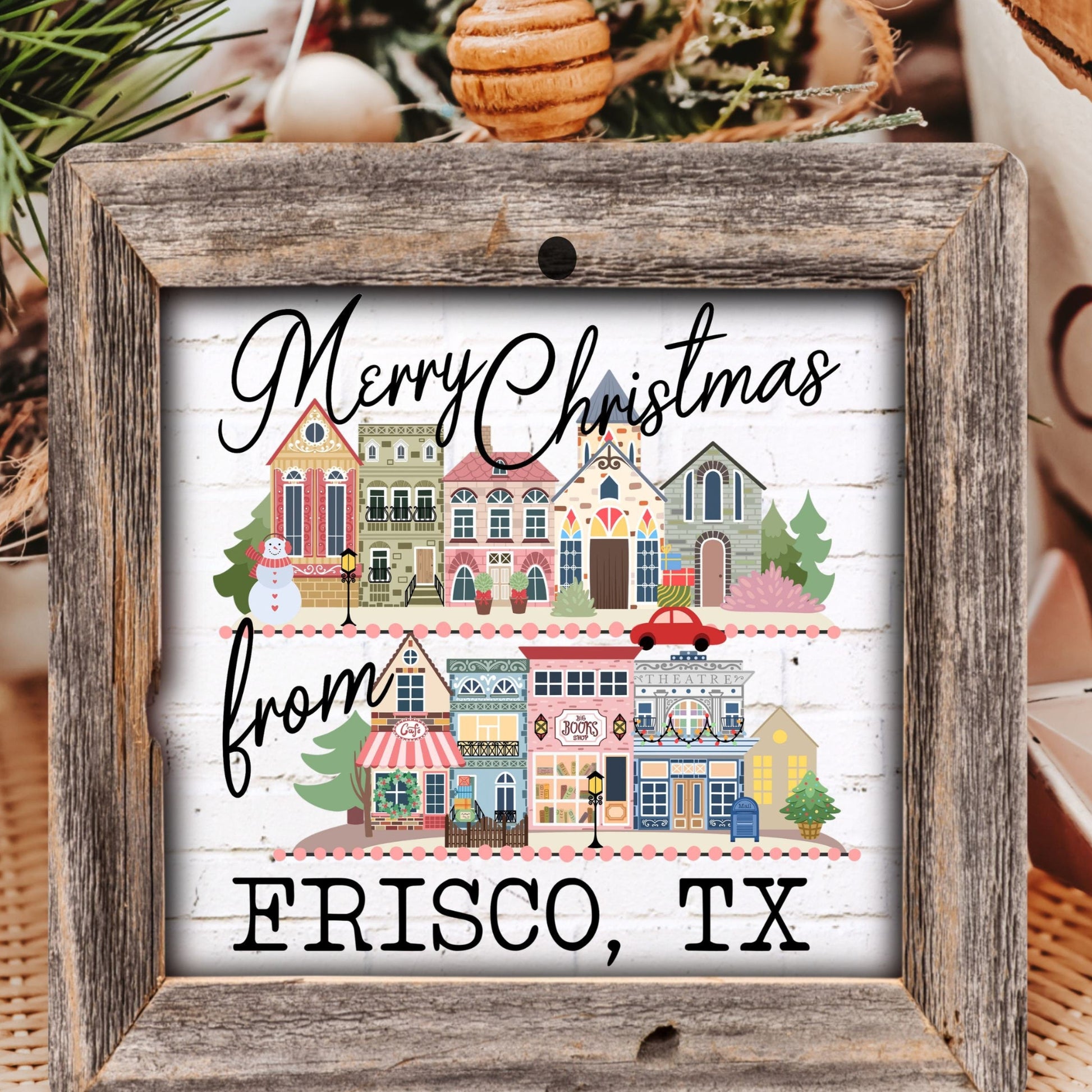 Merry Christmas from ornament personalized with city and state