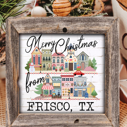 Merry Christmas from ornament personalized with city and state