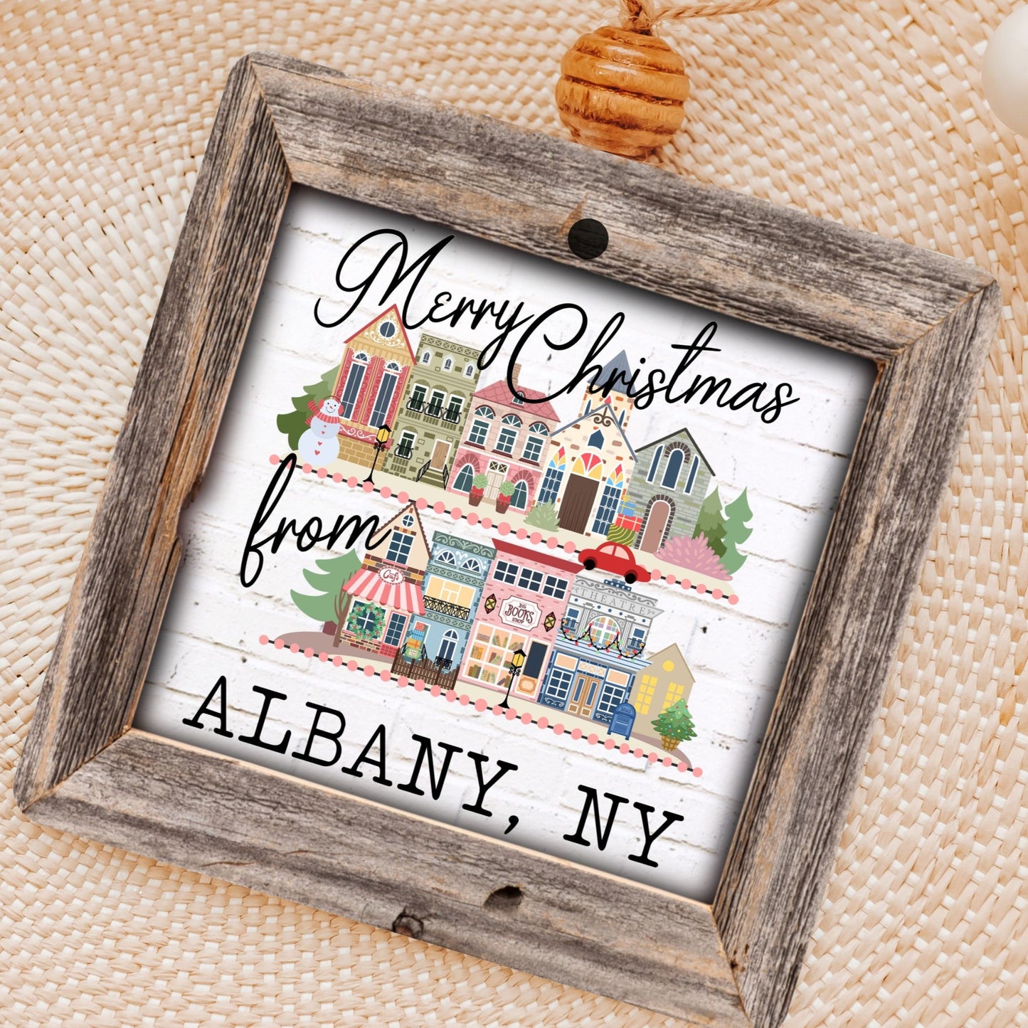 Merry Christmas from ornament personalized with city and state