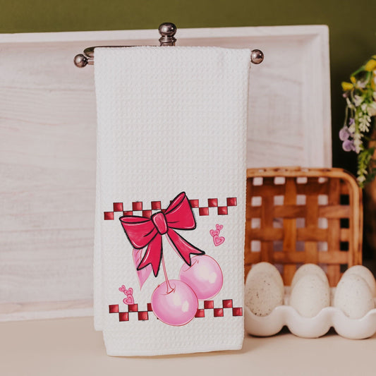 cherry bow kitchen towel