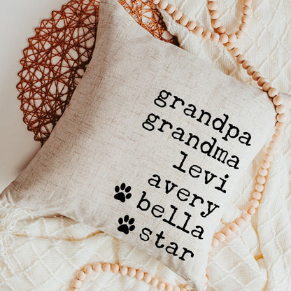 personalized family names throw pillow